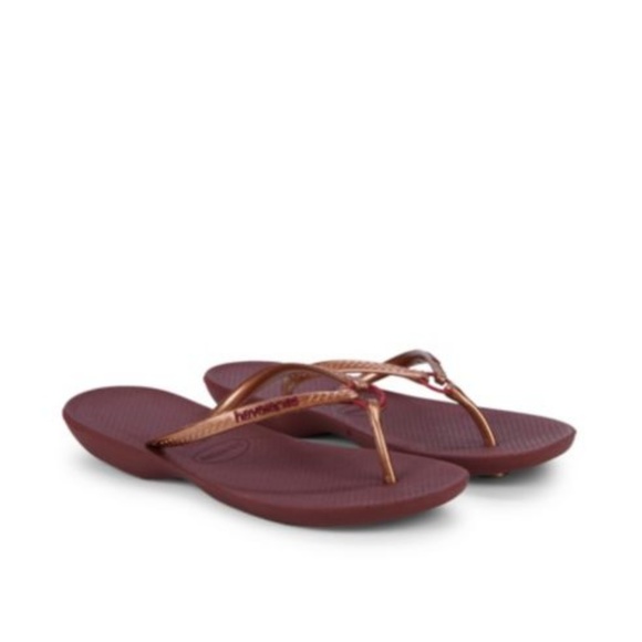wine colored flip flops
